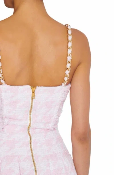 Balmain Strappy Houndstooth Tweed A-line Dress
