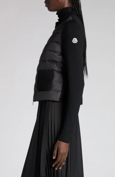 Moncler Knit Accent Cotton Blend Zip Hoodie