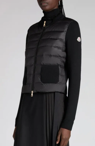 Moncler Knit Accent Cotton Blend Zip Hoodie