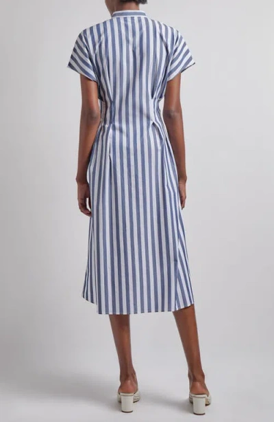 Misook Button-up Cotton Midi Dress In Blue