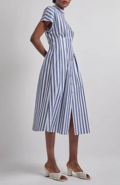 Misook Button-up Cotton Midi Dress In Blue