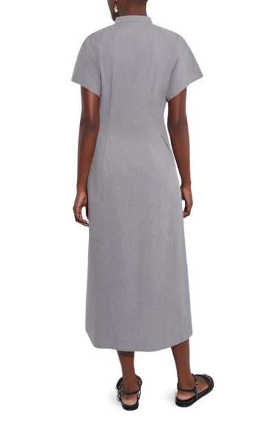 Misook Button-up Cotton Midi Dress In Blue