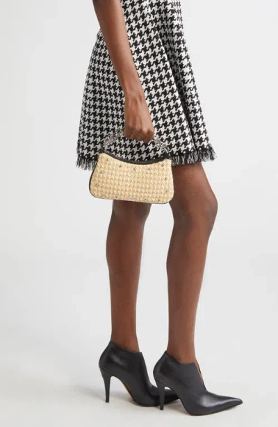 Alexander Mcqueen Mcqueen Mini T-bar Studded Faux Raffia Pouch