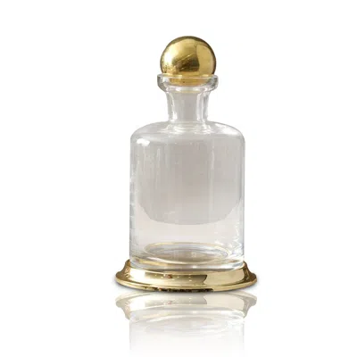 Marleth Gold / White Glass Decanter With Polished Brass Base & Lid