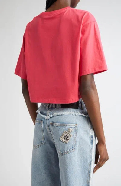 Balmain Baseball Logo Crop Graphic T-shirt