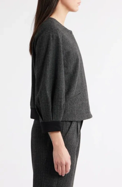 Wit & Wisdom Barrel Sleeve Herringbone Crop Jacket In Gray