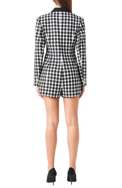 Endless Rose Houndstooth Double Breasted Long Sleeve Blazer Romper