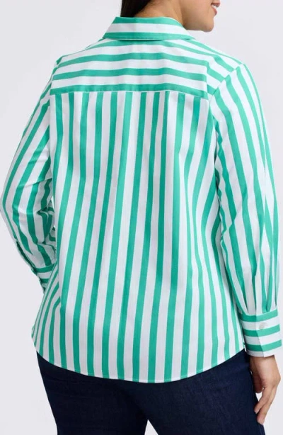 Foxcroft Mary Stripe Long Sleeve Cotton Sateen Button-up Shirt In Multi