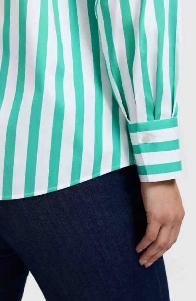 Foxcroft Mary Stripe Long Sleeve Cotton Sateen Button-up Shirt In Multi