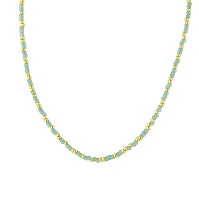 Musebox London Women's Green Sage Coloured Mixed With Bead Choker Necklace