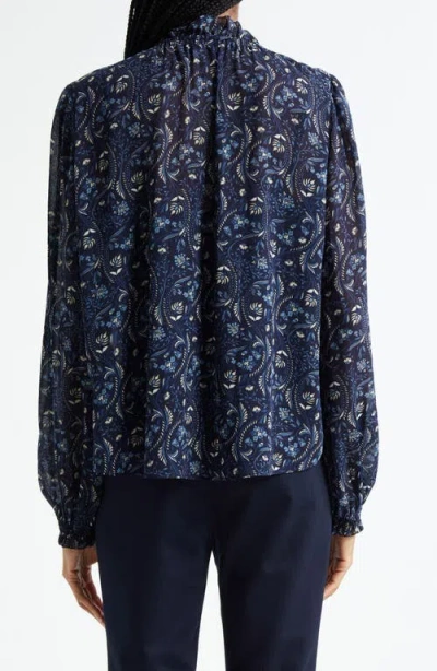 Veronica Beard Hickory Floral Paisley Top In Blue