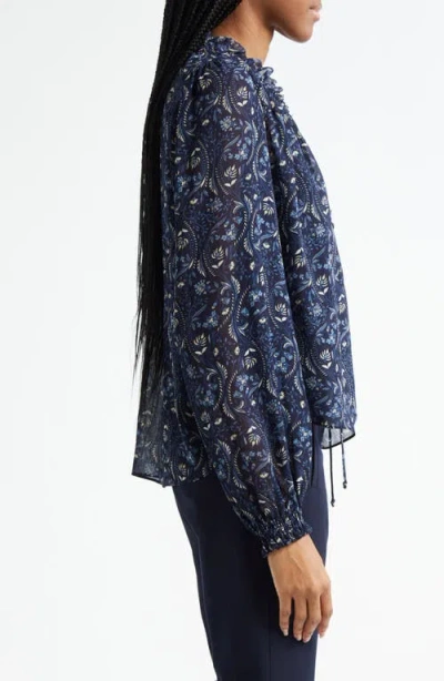 Veronica Beard Hickory Floral Paisley Top In Blue