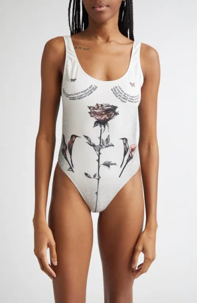Jean Paul Gaultier Tattoo Roses One-piece Swimsuit