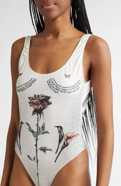 Jean Paul Gaultier Tattoo Roses One-piece Swimsuit