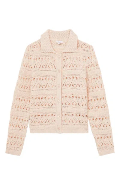 Reiss Cindy Crochet Cardigan In Neutral