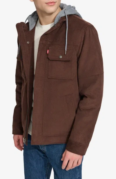 Levi's Hooded Corduroy Jacket In Brown