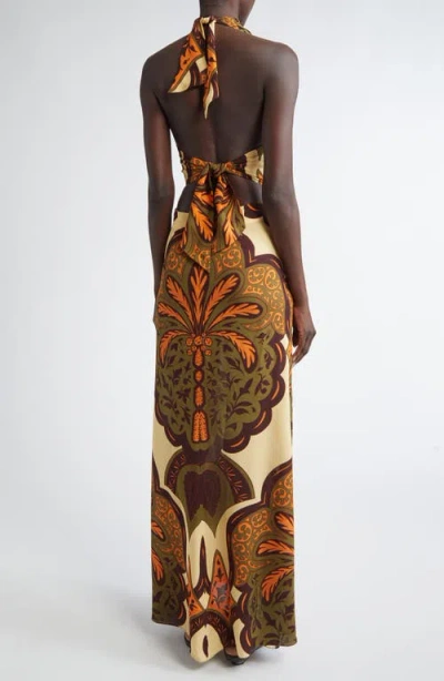 Johanna Ortiz Finding Peace Silk Halter Maxi Dress In Multi