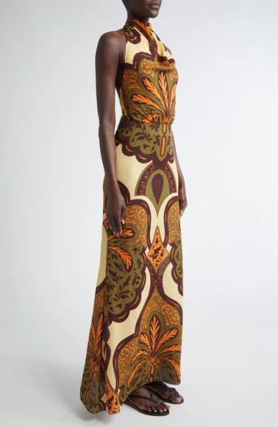 Johanna Ortiz Finding Peace Silk Halter Maxi Dress In Multi
