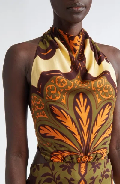 Johanna Ortiz Finding Peace Silk Halter Maxi Dress In Multi