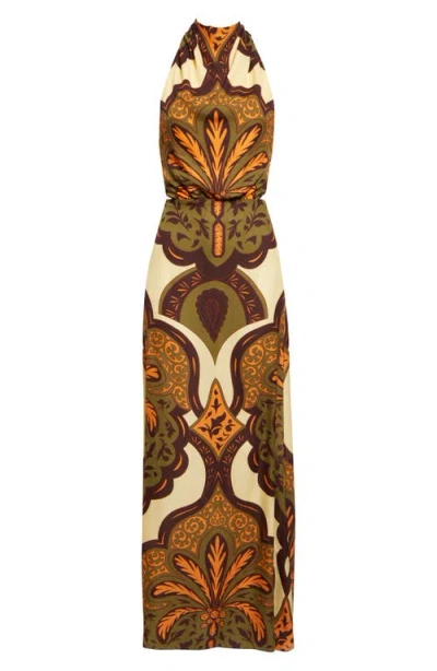 Johanna Ortiz Finding Peace Silk Halter Maxi Dress In Multi