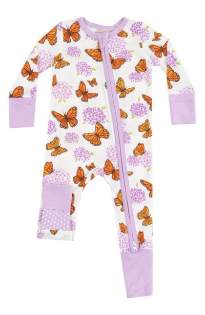 Angel Dear Print Convertible Zip Romper In Purple
