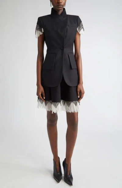 Alexander Mcqueen Mcqueen Volume Cobweb Lace Fit & Flare Minidress