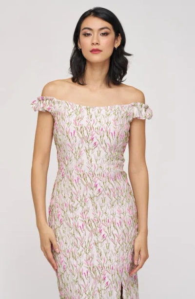 Js Collections Adalyn Floral Embroidered Off The Shoulder Cocktail Dress In Pink