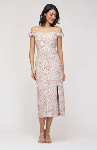 Js Collections Adalyn Floral Embroidered Off The Shoulder Cocktail Dress In Pink