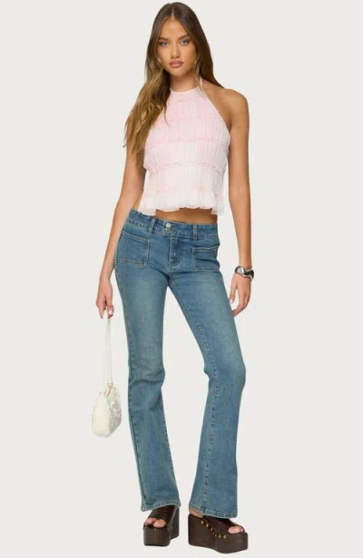 Edikted Amit Tiered Chiffon Halter Top In Light/pink, Women's At Urban Outfitters