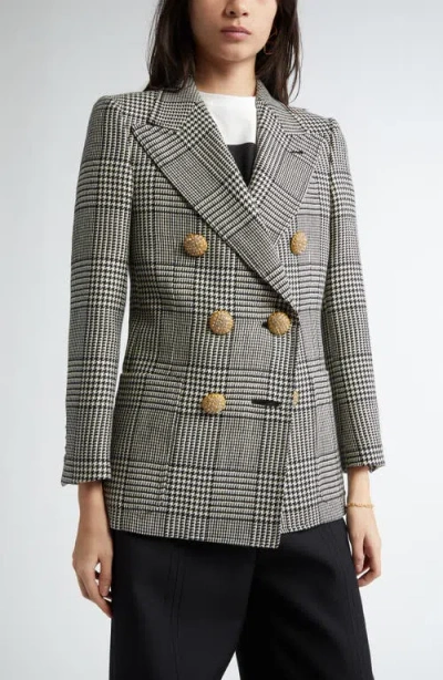 Valentino Garavani Glen Plaid Double Breasted Wool Blazer