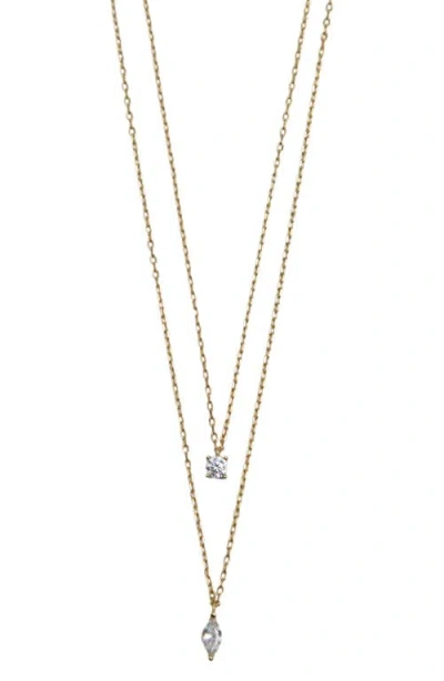 Argento Vivo Sterling Silver Layered 18k Gold Plate Sterling Silver Cubic Zirconia Pendant Necklace