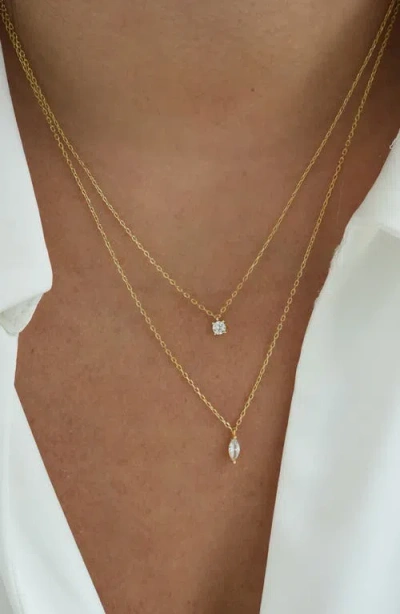 Argento Vivo Sterling Silver Layered 18k Gold Plate Sterling Silver Cubic Zirconia Pendant Necklace