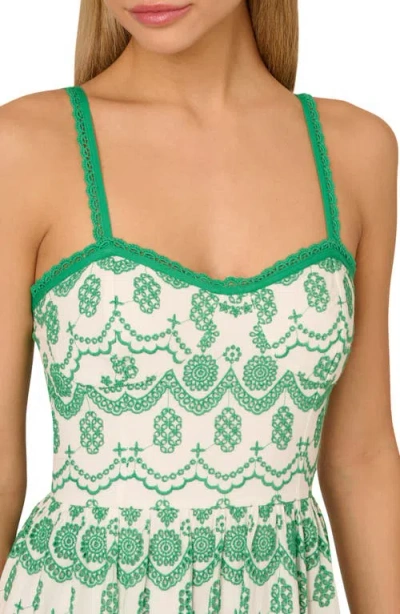 Adrianna Papell Embroidered Cotton Eyelet Midi Sundress In Multi