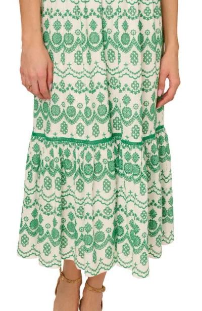 Adrianna Papell Embroidered Cotton Eyelet Midi Sundress In Multi