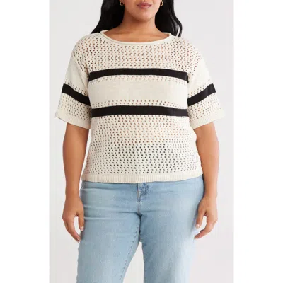 Sanctuary Open Stitch Short Sleeve Cotton Sweater
