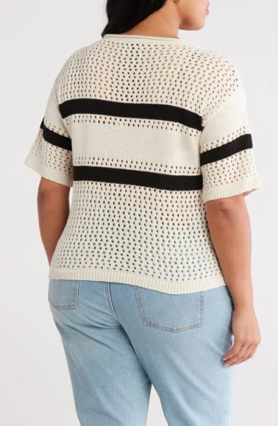 Sanctuary Open Stitch Short Sleeve Cotton Sweater