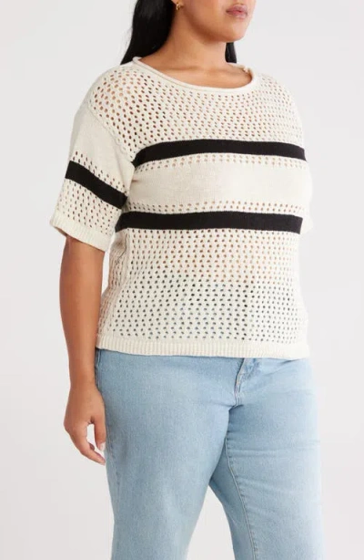 Sanctuary Open Stitch Short Sleeve Cotton Sweater