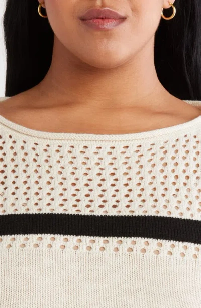 Sanctuary Open Stitch Short Sleeve Cotton Sweater