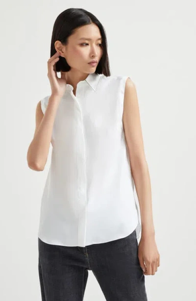 Brunello Cucinelli Stretch-cotton Poplin Monili Shirt In White