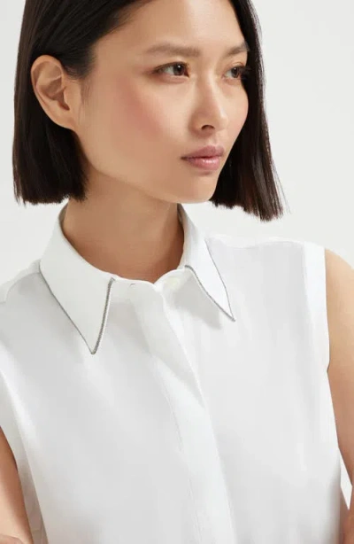 Brunello Cucinelli Stretch-cotton Poplin Monili Shirt In White