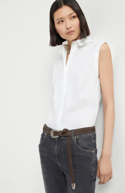Brunello Cucinelli Stretch-cotton Poplin Monili Shirt In White