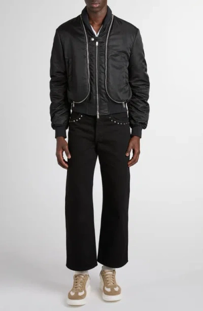 Alexander Mcqueen Mcqueen Technical Crop Bomber Jacket In Black