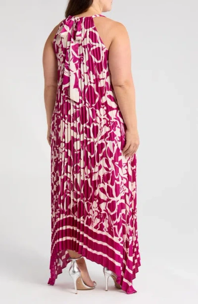 Melloday Pleated Satin Maxi Dress In Multi