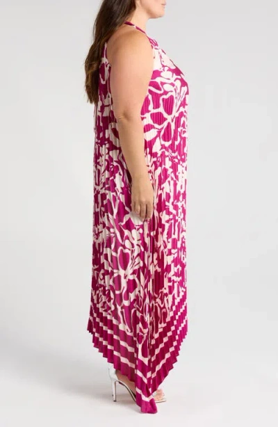 Melloday Pleated Satin Maxi Dress In Multi