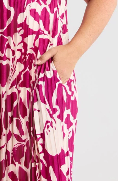 Melloday Pleated Satin Maxi Dress In Multi