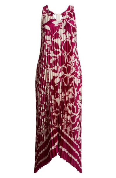 Melloday Pleated Satin Maxi Dress In Multi