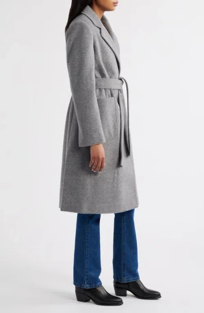Sam Edelman Longline Wrap Coat In Gray
