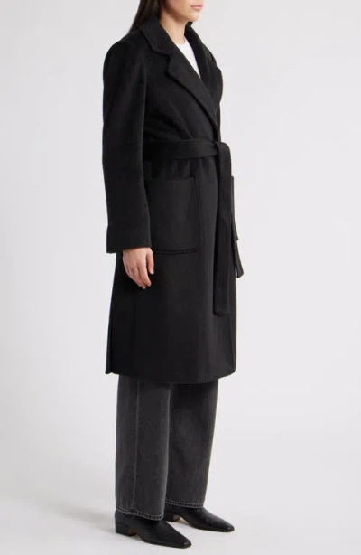 Sam Edelman Wool Blend Wrap Coat In Black