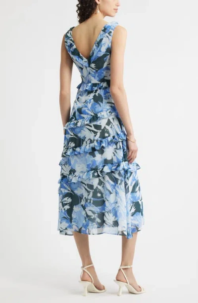 Chelsea28 Tiered Ruffle Chiffon Midi Dress In Multi