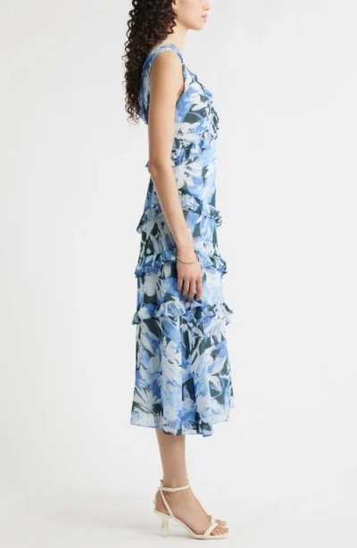 Chelsea28 Tiered Ruffle Chiffon Midi Dress In Multi